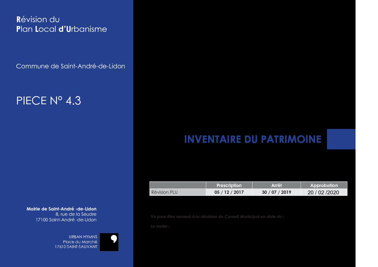 PIECE N° 4.3 – INVENTAIRE DU PATRIMOINE